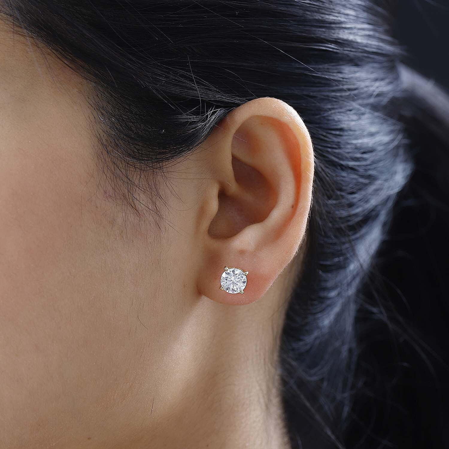 2.3 Ct. Moissanite Solitaire Stud earring in Yellow Gold Vermeil Sterling Silver 7709884 4