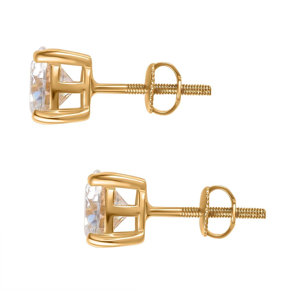 2.3 Ct. Moissanite Solitaire Stud earring in Yellow Gold Vermeil Sterling Silver 7709884 6