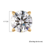 Moissanite  Solitaire Stud Push Post Earring in Vermeil YG Sterling Silver 2.40 ct  2.288  Ct.