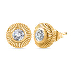 Moissanite Solitaire Earrings in 18K Yellow Gold Vermeil Plated Sterling Silver