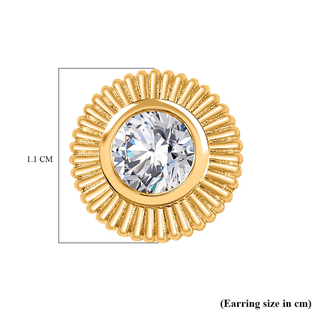 Moissanite Solitaire Earrings in 18K Yellow Gold Vermeil Plated Sterling Silver