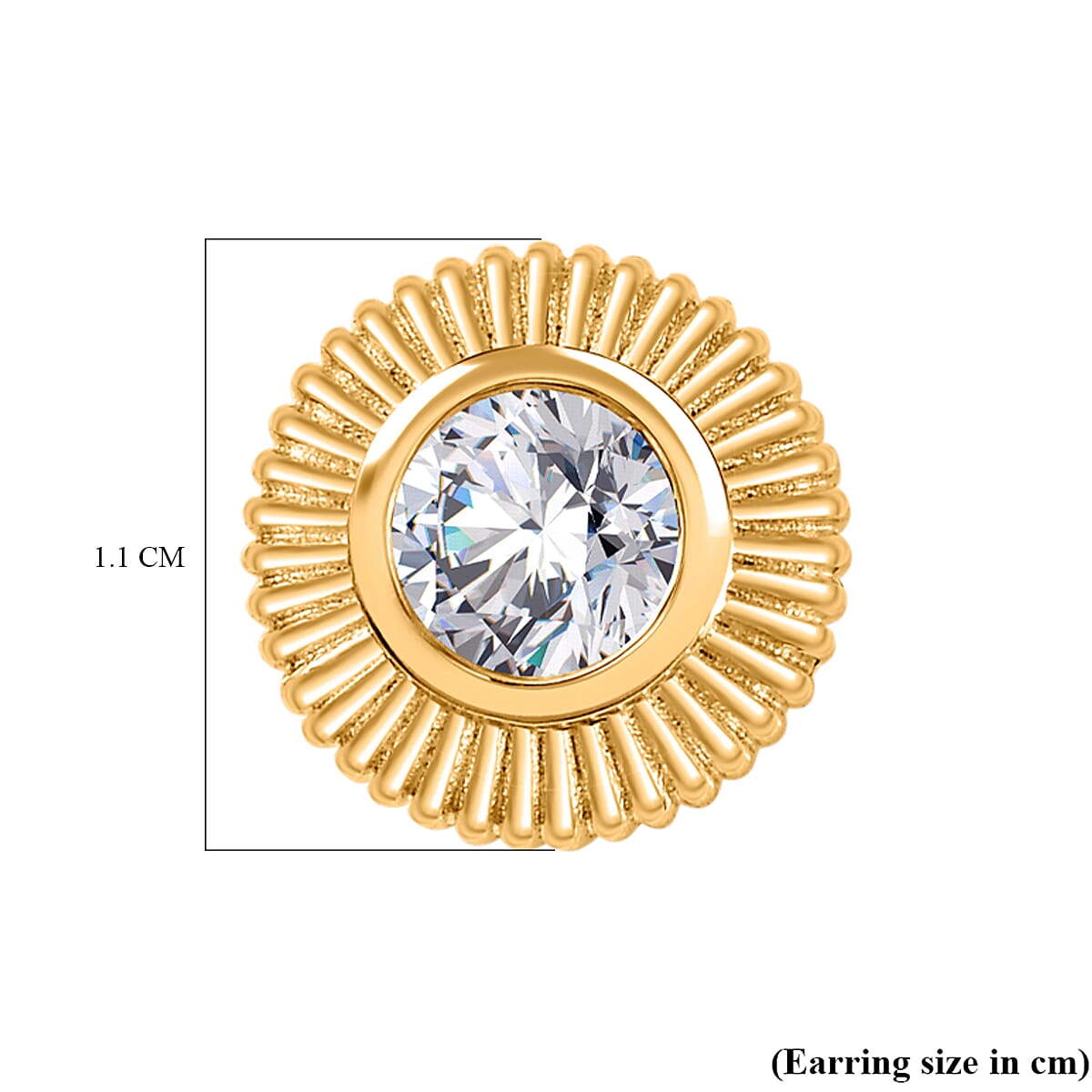 Moissanite Solitaire Stud Push Post Earring in 18K Vermeil YG Plated Sterling Silver 0.96 ct  0.882  Ct. 7756266 6