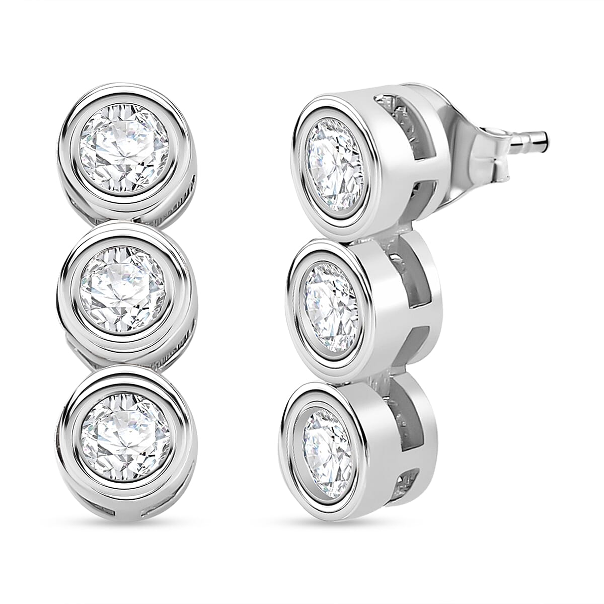 Moissanite Bubble Drop Earrings in Rhodium Plated Sterling Silver 7847165 0