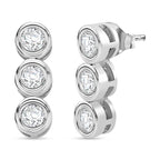 Moissanite  Solitaire Stud Push Post Earring in rhodium Sterling Silver 0.66 ct  0.636  Ct.