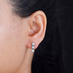 Moissanite  Solitaire Stud Push Post Earring in rhodium Sterling Silver 0.66 ct  0.636  Ct.