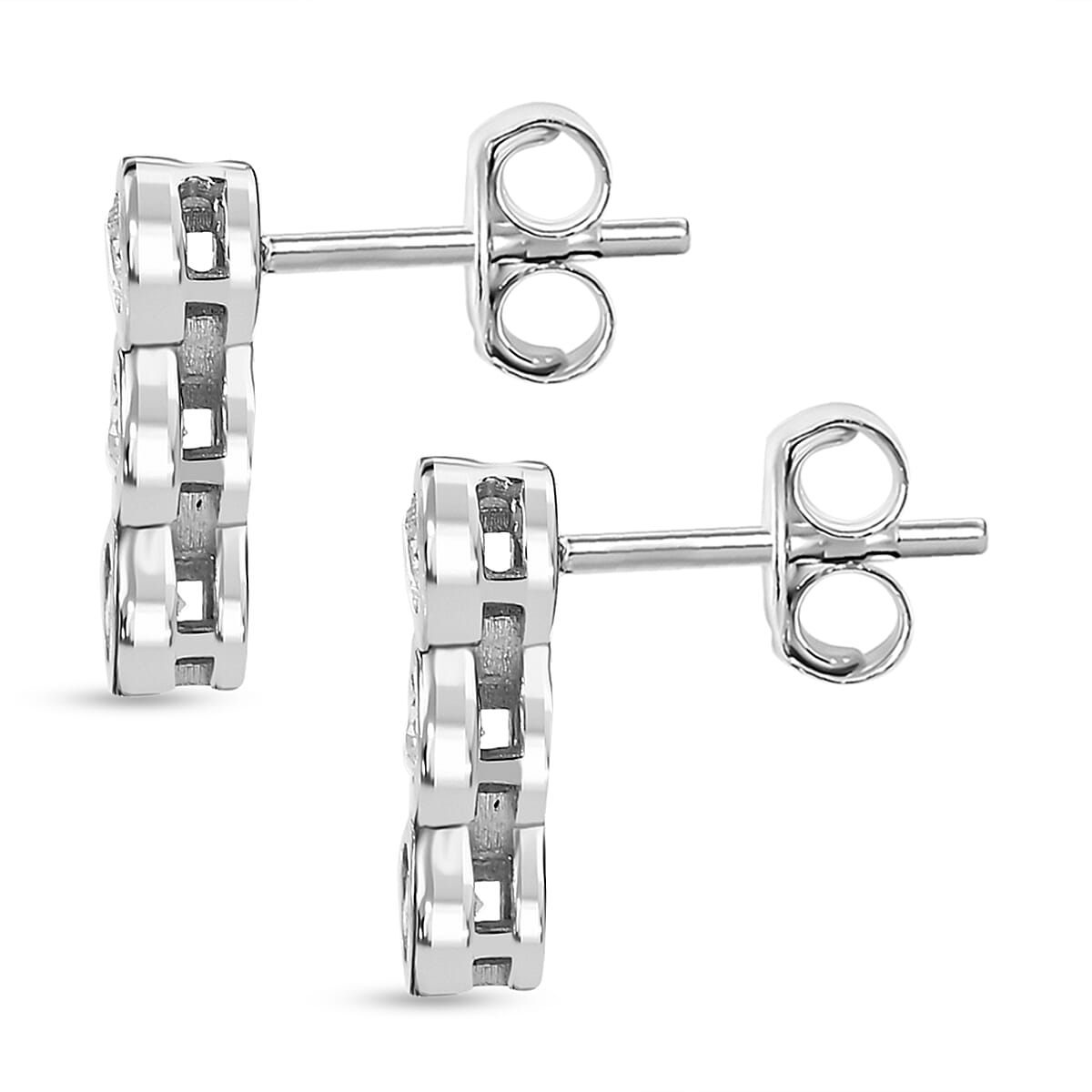 Moissanite Bubble Drop Earrings in Rhodium Plated Sterling Silver 7847165 3