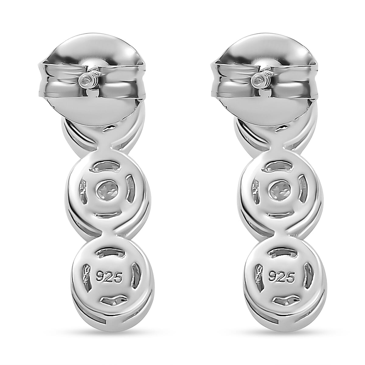 Moissanite Bubble Drop Earrings in Rhodium Plated Sterling Silver 7847165 4