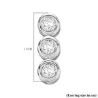 Moissanite  Solitaire Stud Push Post Earring in rhodium Sterling Silver 0.66 ct  0.636  Ct.