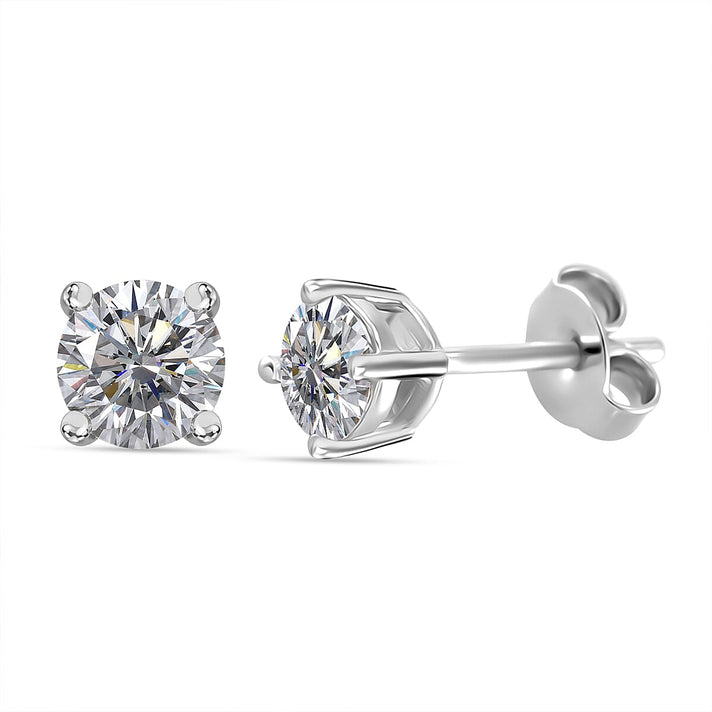 RADIANTA GRA Certified Moissanite D-VVS1 Solitaire Stud Earrings in Rhodium Overlay Sterling Silver 7972739 1
