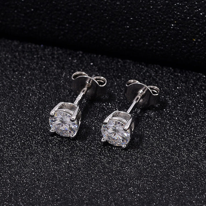 RADIANTA GRA Certified Moissanite D-VVS1 Solitaire Stud Earrings in Rhodium Overlay Sterling Silver 7972739 2