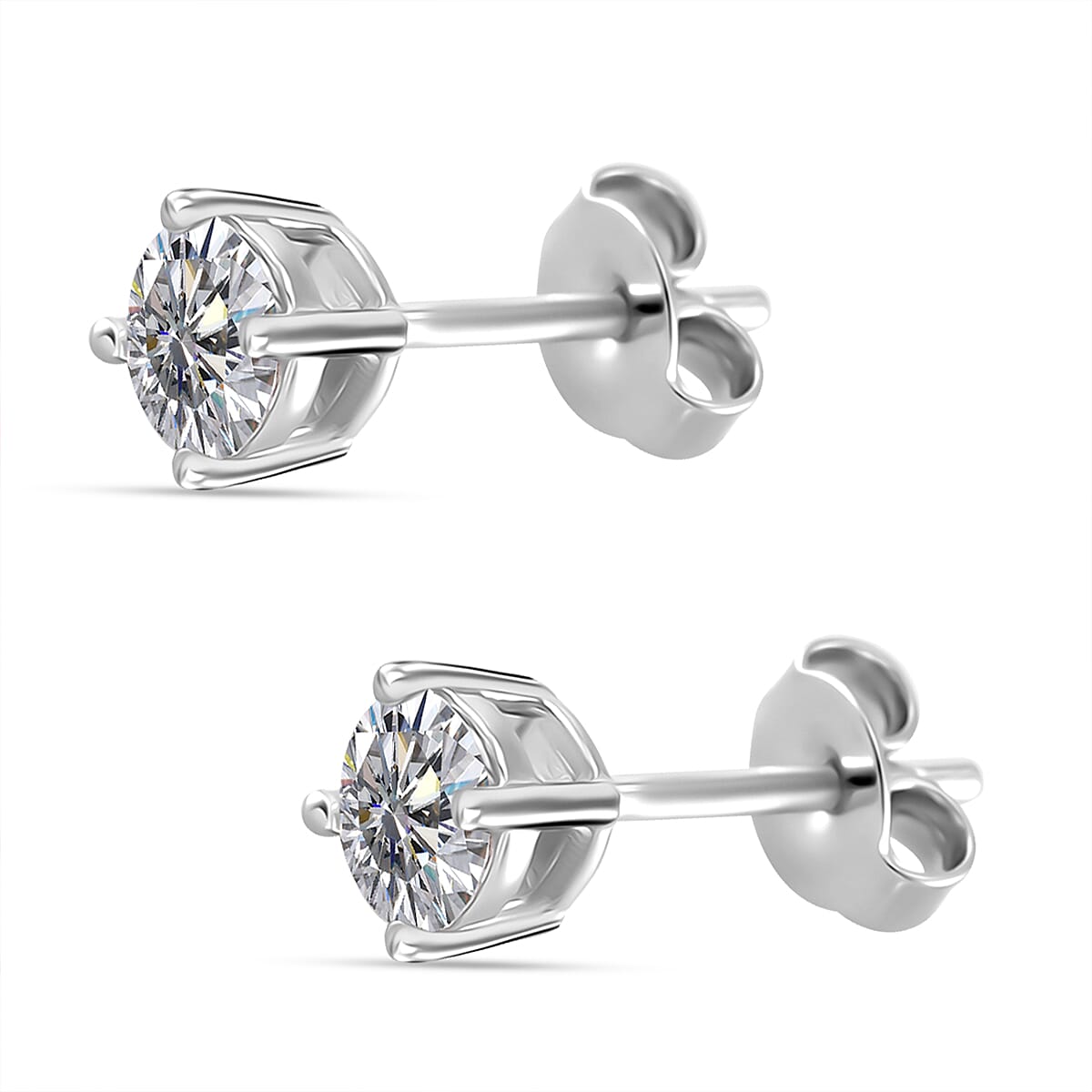 RADIANTA GRA Certified Moissanite D-VVS1 Solitaire Stud Earrings in Rhodium Overlay Sterling Silver 7972739 4