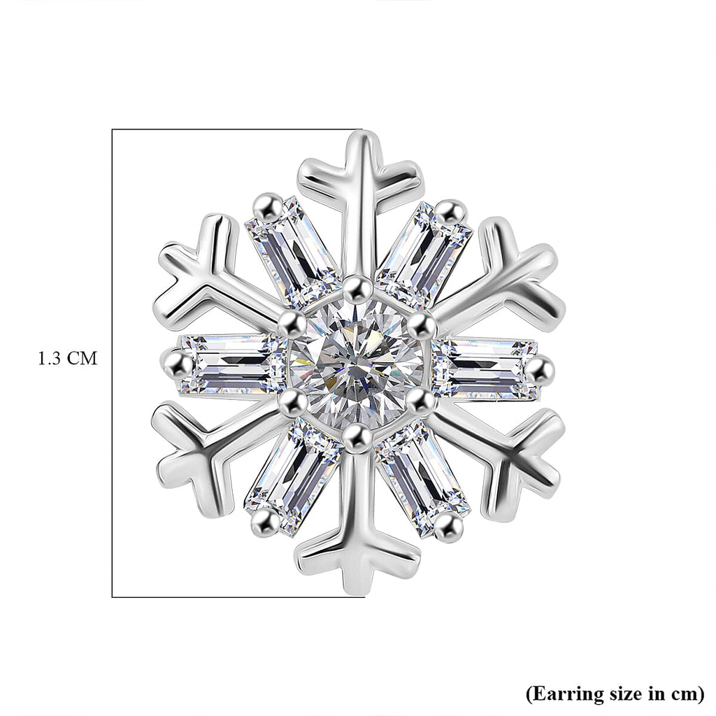 Moissanite Solitaire Stud Earring With Push Back in Rhodium Overlay Sterling Silver 0.87 Ct.