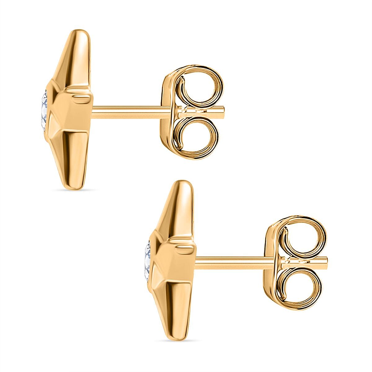 Moissanite Star Earrings (with Push Post) in Sterling Silver with 18K Vermeil Yellow Gold 7128518 5