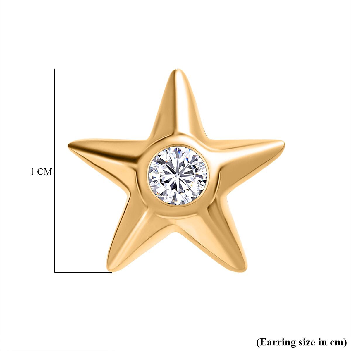 Moissanite Star Earrings (with Push Post) in Sterling Silver with 18K Vermeil Yellow Gold 7128518 6