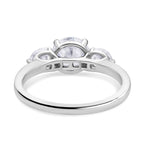 Moissanite 3 Stone Ring in Rhodium Overlay Sterling Silver 2.92 Ct