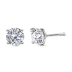 Moissanite Stud Earrings (with Push Back) in Platinum Overlay Sterling Silver