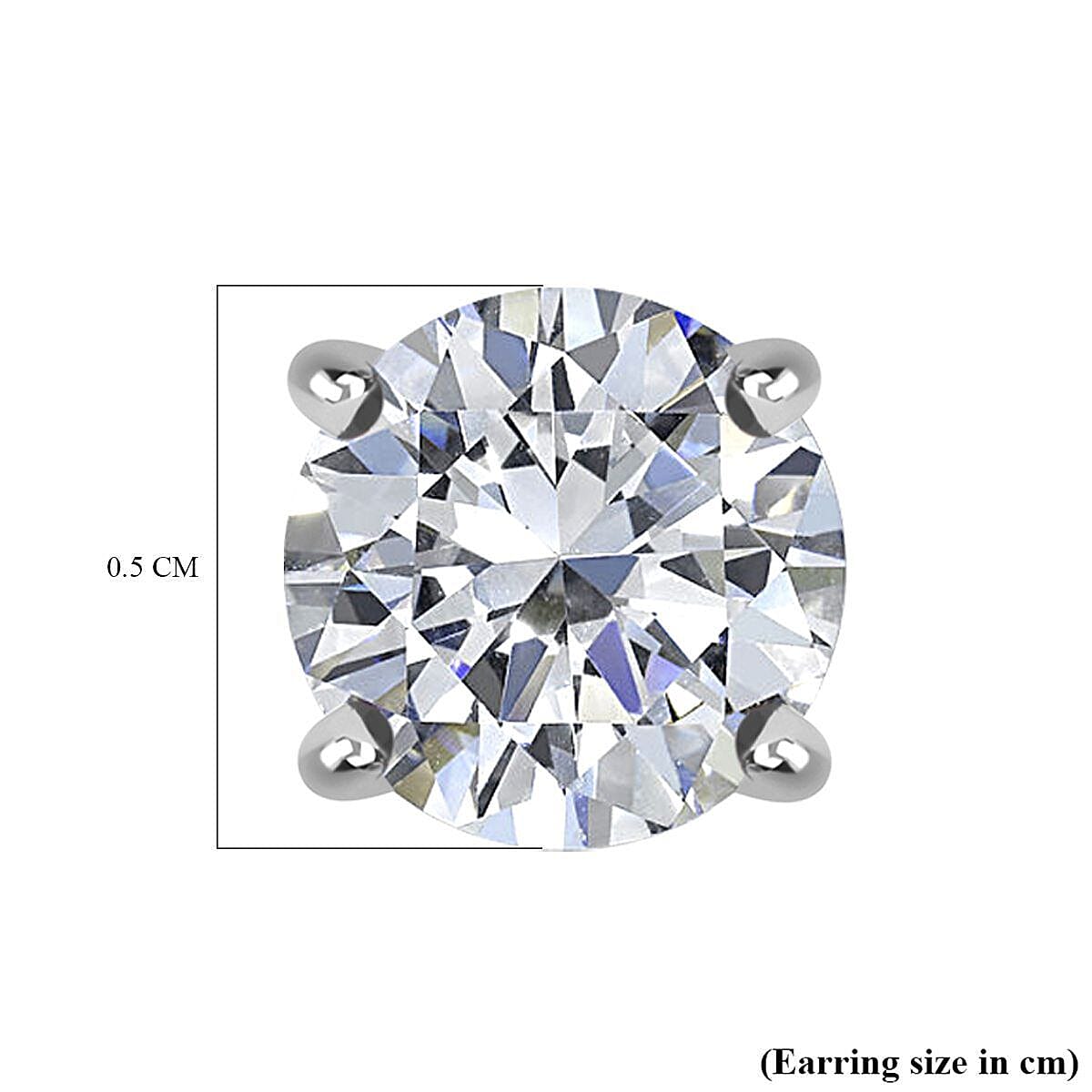 Moissanite Stud Earrings (with Push Back) in Platinum Overlay Sterling Silver 7026179 6