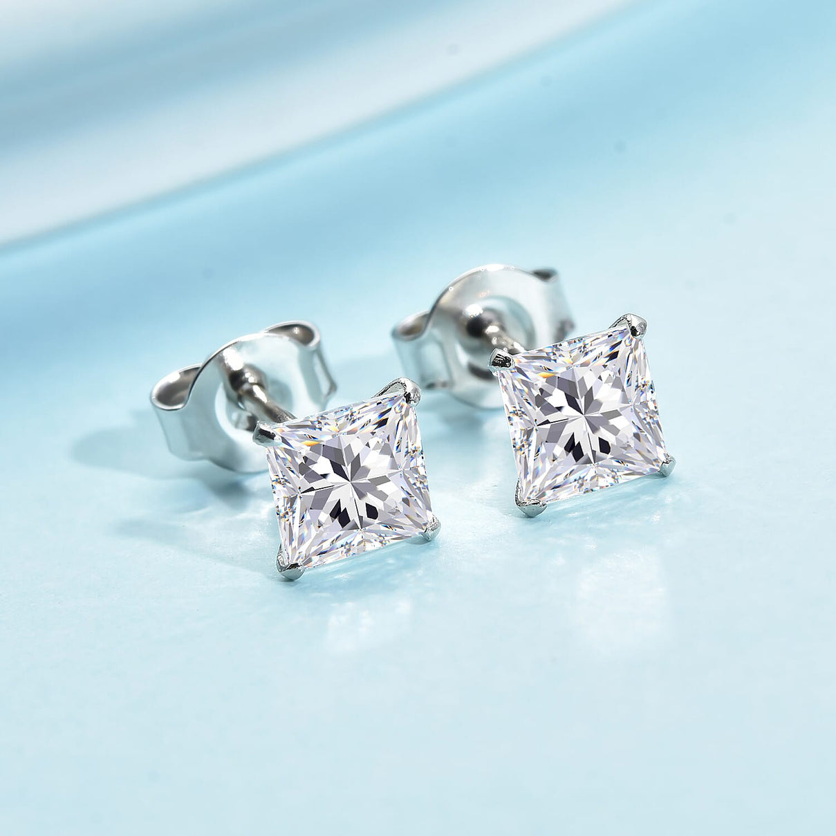 1 Ct. Moissanite Stud;Solitaire earring in Platinum Sterling Silver 3890686 2