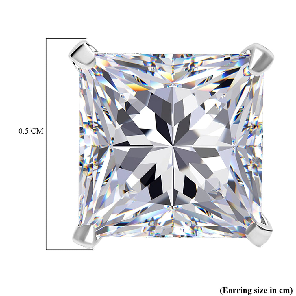 Moissanite Stud Earrings with Push Back in Platinum Overlay Sterling Silver 1.00 Ct.