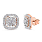 D'Joy Moissanite Stud Earrings with Push Back in 18K Vermeil Rose Gold Plated Sterling Silver 1.00 Ct