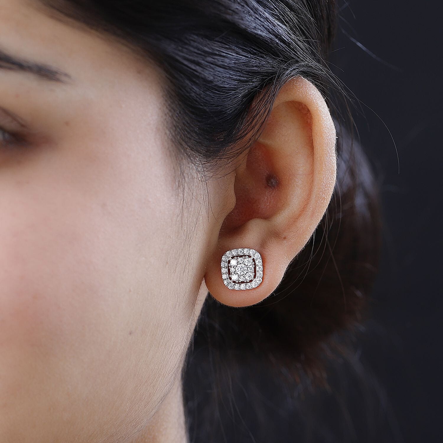 1.4 Ct. Moissanite Cluster Stud Earrings in 18K Vermeil Rose Gold Plated Sterling Silver 7561351 3
