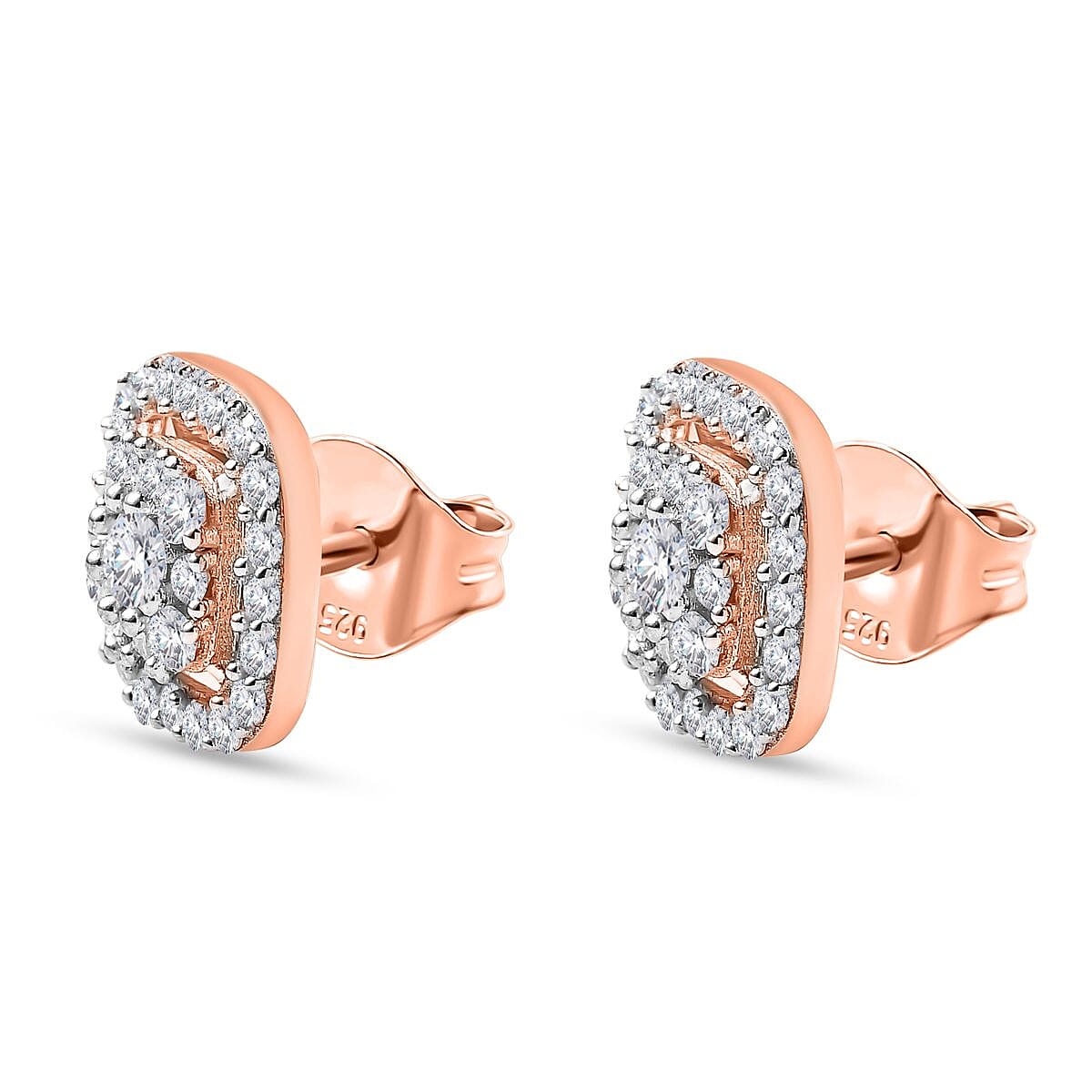 1.4 Ct. Moissanite Cluster Stud Earrings in 18K Vermeil Rose Gold Plated Sterling Silver 7561351 4