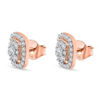 D'Joy Moissanite Stud Earrings with Push Back in 18K Vermeil Rose Gold Plated Sterling Silver 1.00 Ct