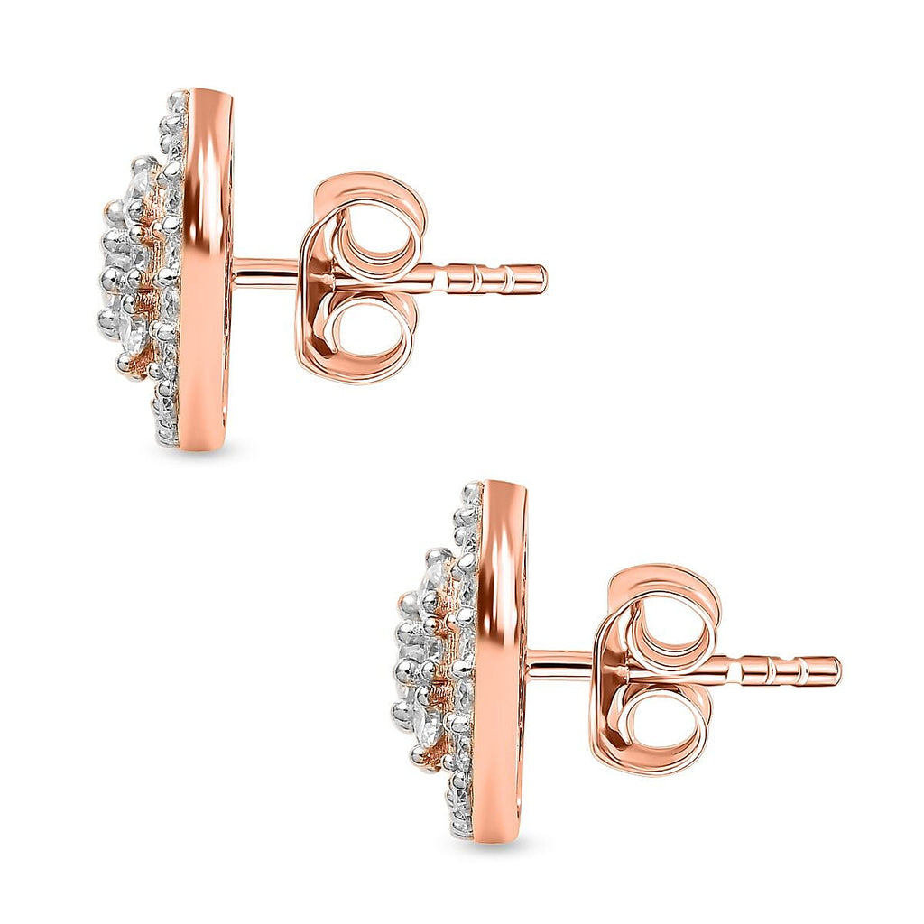 D'Joy Moissanite Stud Earrings with Push Back in 18K Vermeil Rose Gold Plated Sterling Silver 1.00 Ct