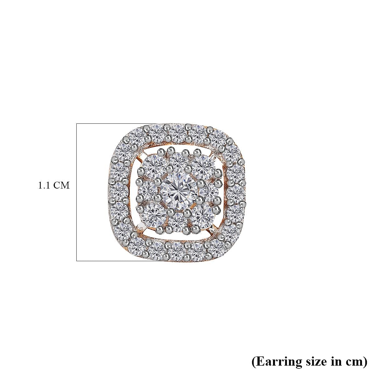 1.4 Ct. Moissanite Cluster Stud Earrings in 18K Vermeil Rose Gold Plated Sterling Silver 7561351 6