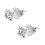 Royal Bali Collection - Moissanite Solitaire Stud Earring with Push Back in Platinum Overlay Sterling Silver