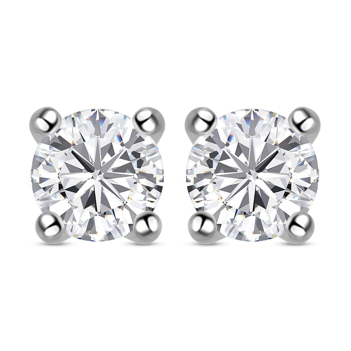 Moissanite Stud Earrings in Platinum Plated Sterling Silver 8846967 1