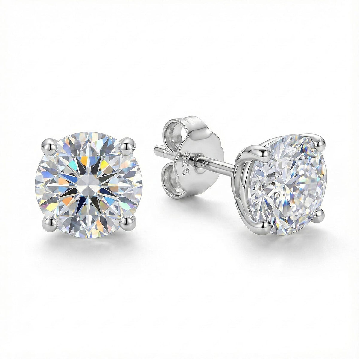 Moissanite Solitaire;Stud earring in Platinum Sterling Silver 3890684 0