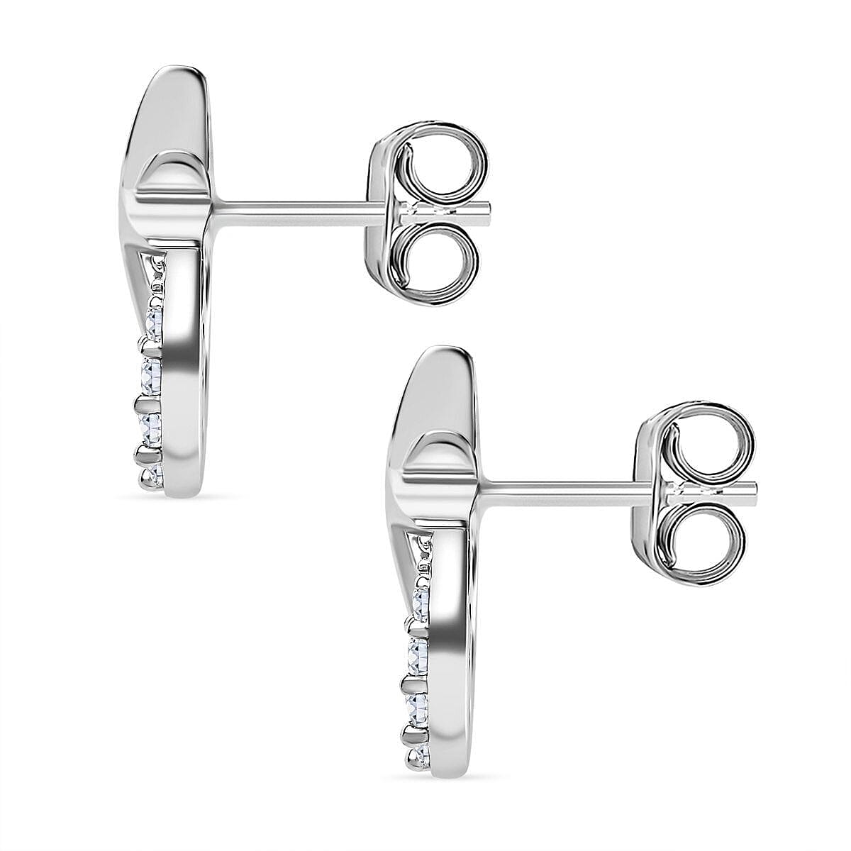 Moissanite Moon &amp; Star Stud Earrings in Platinum Overlay Sterling Silver 7380561 5
