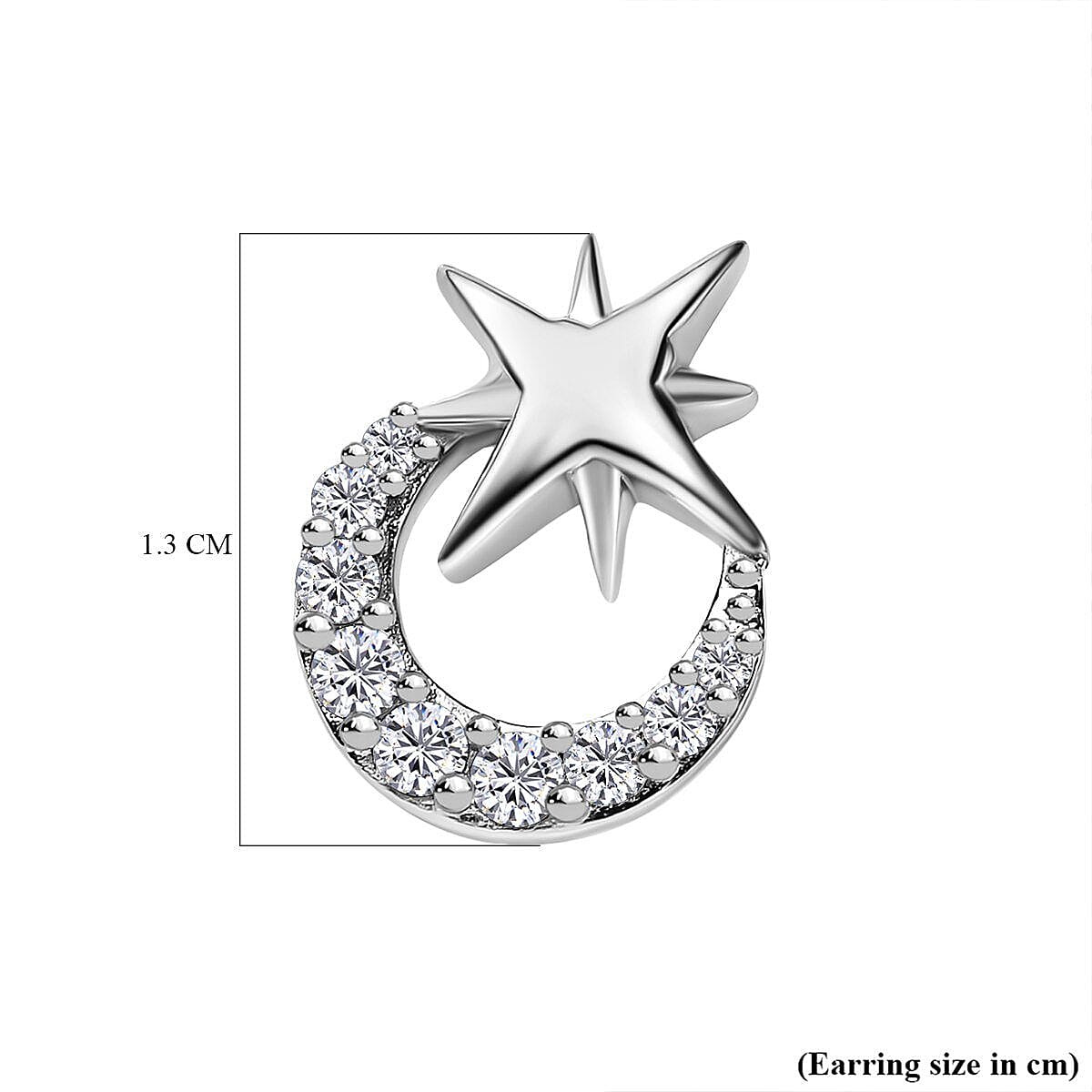 Moissanite Moon &amp; Star Stud Earrings in Platinum Overlay Sterling Silver 7380561 6