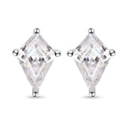 Moissanite Stud Earrings(With Push Back) in Rhodium Overlay Sterling Silver 2.50 Ct.