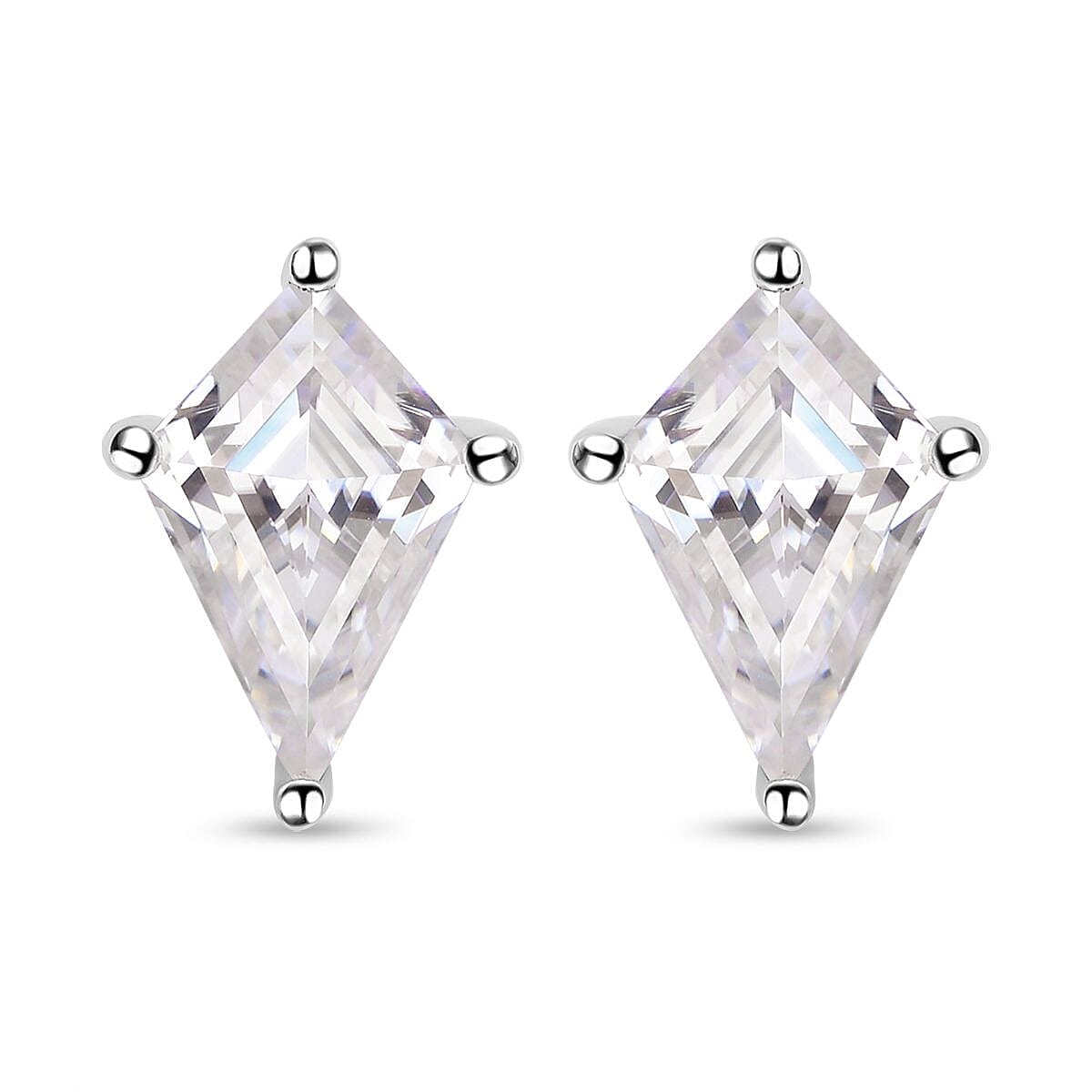 Moissanite Stud Earrings(With Push Back) in Rhodium Overlay Sterling Silver 2.50 Ct. 7077884 0