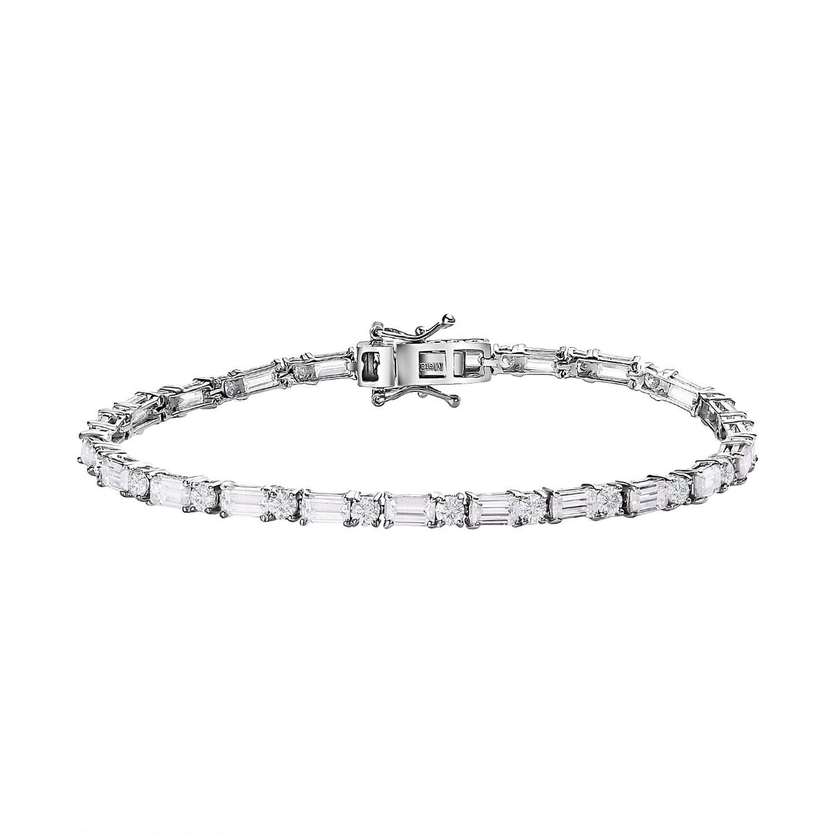 Moissanite Tennis Bracelet (Size - 7) in Platinum Overlay Sterling Silver 7.84 Ct, Silver Wt. 7.26 Gms 7365735 0