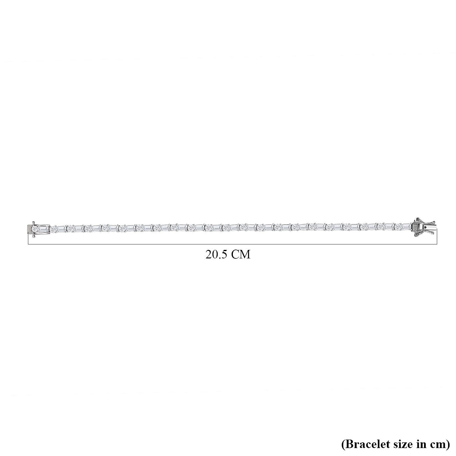 Moissanite Tennis Bracelet (Size - 7) in Platinum Overlay Sterling Silver 7.84 Ct, Silver Wt. 7.26 Gms 7365735 5