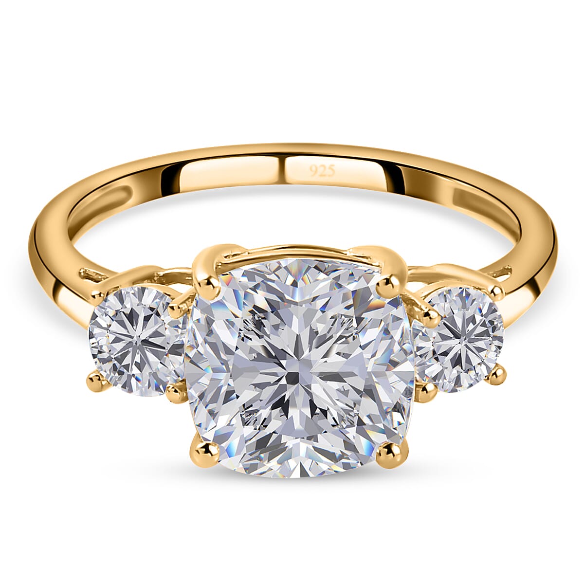 Moissanite Trilogy Ring in Gold Plated Sterling Silver 2.79 Ct. 8728342 0