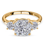 Moissanite Trilogy Ring in 14K Gold Overlay Sterling Silver 2.79 Ct.