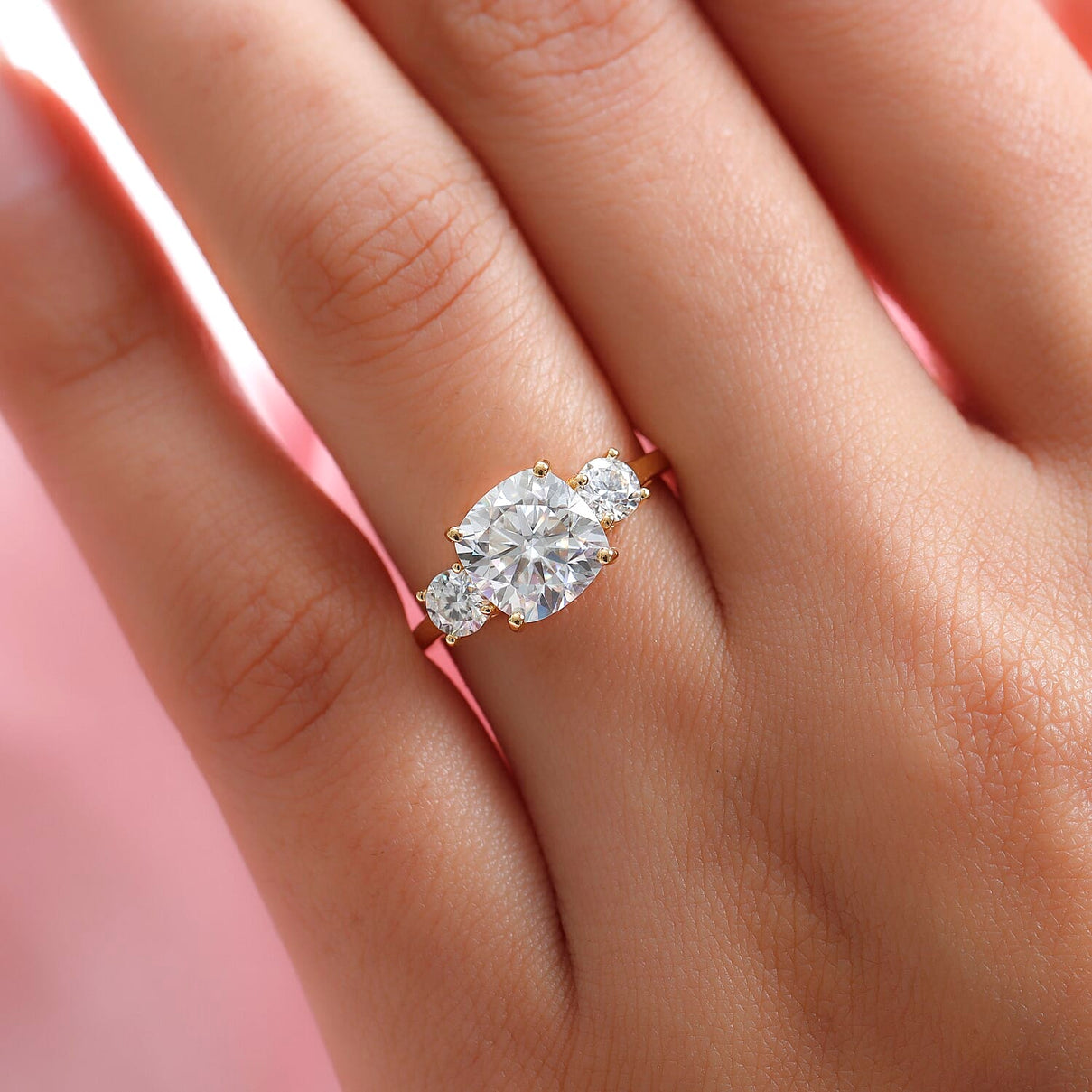 Moissanite Trilogy Ring in Gold Plated Sterling Silver 2.79 Ct. 8728342 2