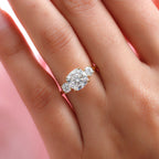 Moissanite Trilogy Ring in 14K Gold Overlay Sterling Silver 2.79 Ct.
