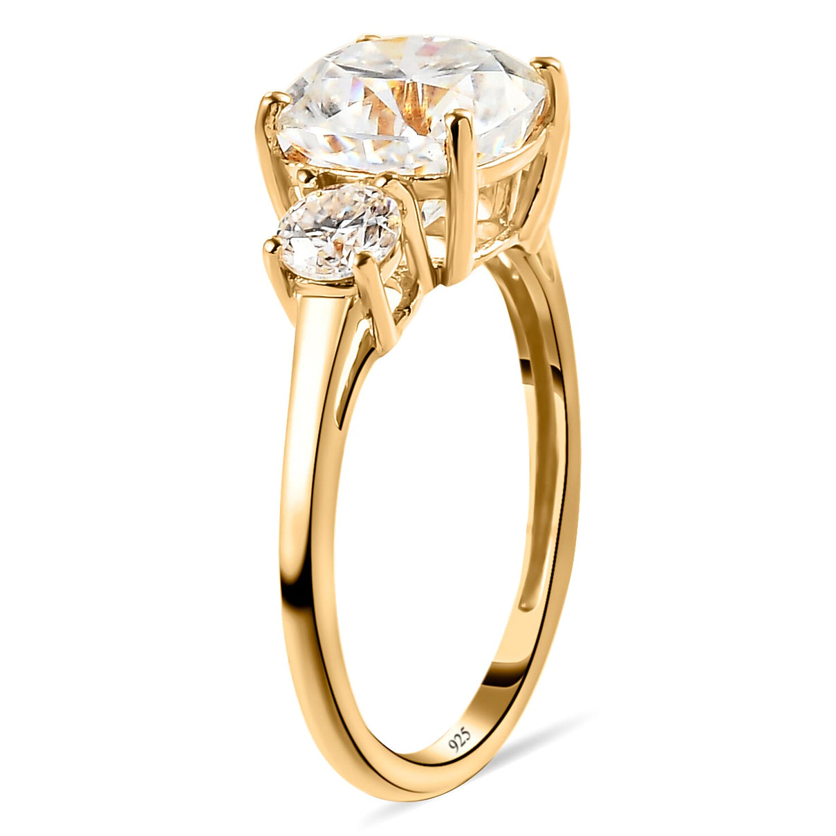 Moissanite Trilogy Ring in Gold Plated Sterling Silver 2.79 Ct. 8728342 3