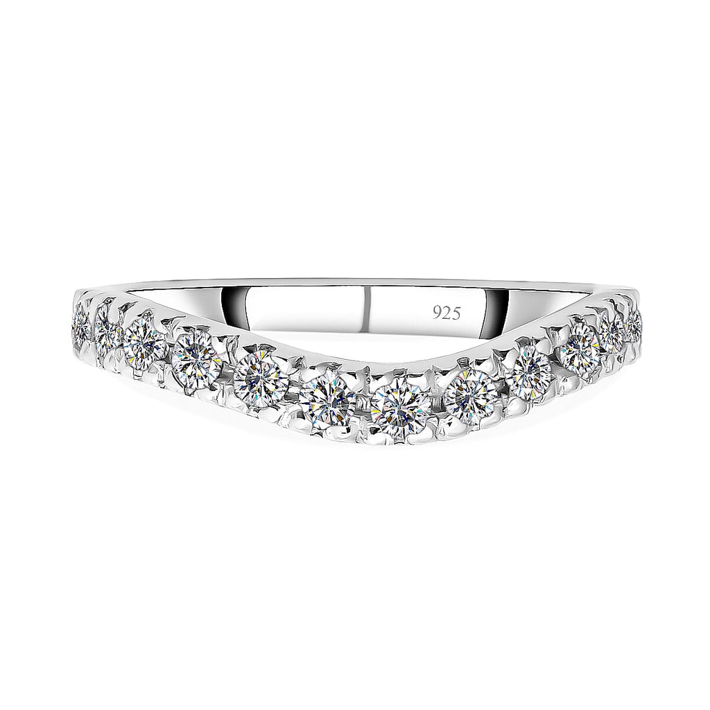 Moissanite Ring in Rhodium Overlay Sterling Silver