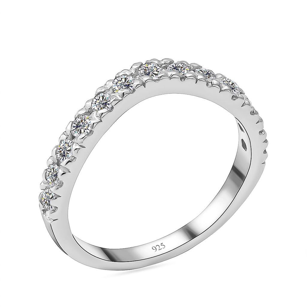 Moissanite Ring in Rhodium Overlay Sterling Silver