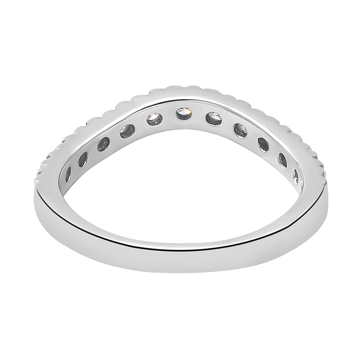 Moissanite Wishbone Ring in Rhodium Plated Sterling Silver 8931920 4
