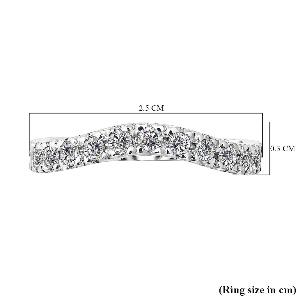 Moissanite Ring in Rhodium Overlay Sterling Silver