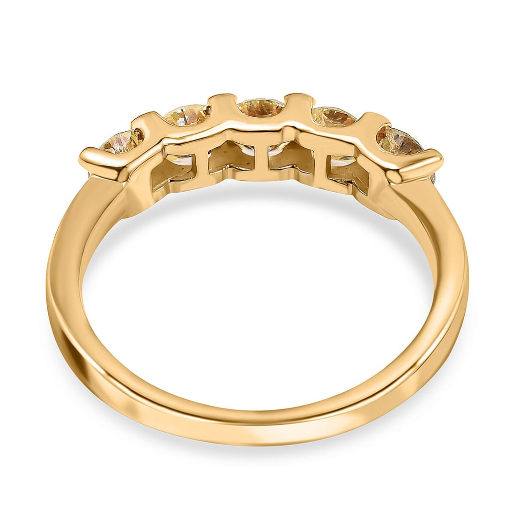 14K Yellow Gold SGL Certified Natural Yellow Diamond (I1-I2) 5 Stone Ring 1.00 Ct.
