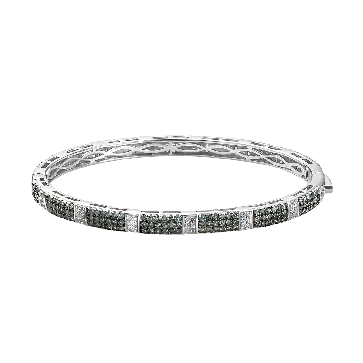 Monster Deal- Alexandrite  Full Bangle with White Zircon in Platinum Plated Sterling Silver 5.91 ct, Silver Wt. 15.46 Gms 5.910 Ct. 8961283 0
