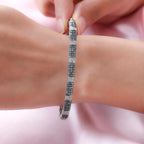 Alexandrite & Natural Zircon Bangle (Size 7.5) in Platinum Overlay Sterling Silver 5.79 Ct, Silver Wt. 15.46 Gms